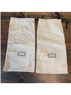Gucci Pair of Dust Bag 17.5" x 8.5" Cnvas Tan Logo Handbag Shoe Storage
